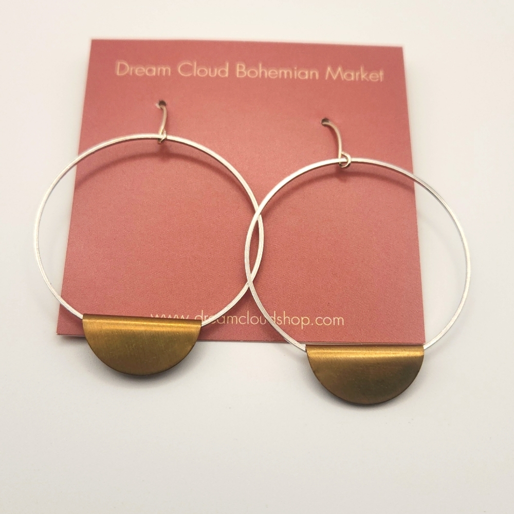 Bohemian Hoop Hanging Earrings silver and gold